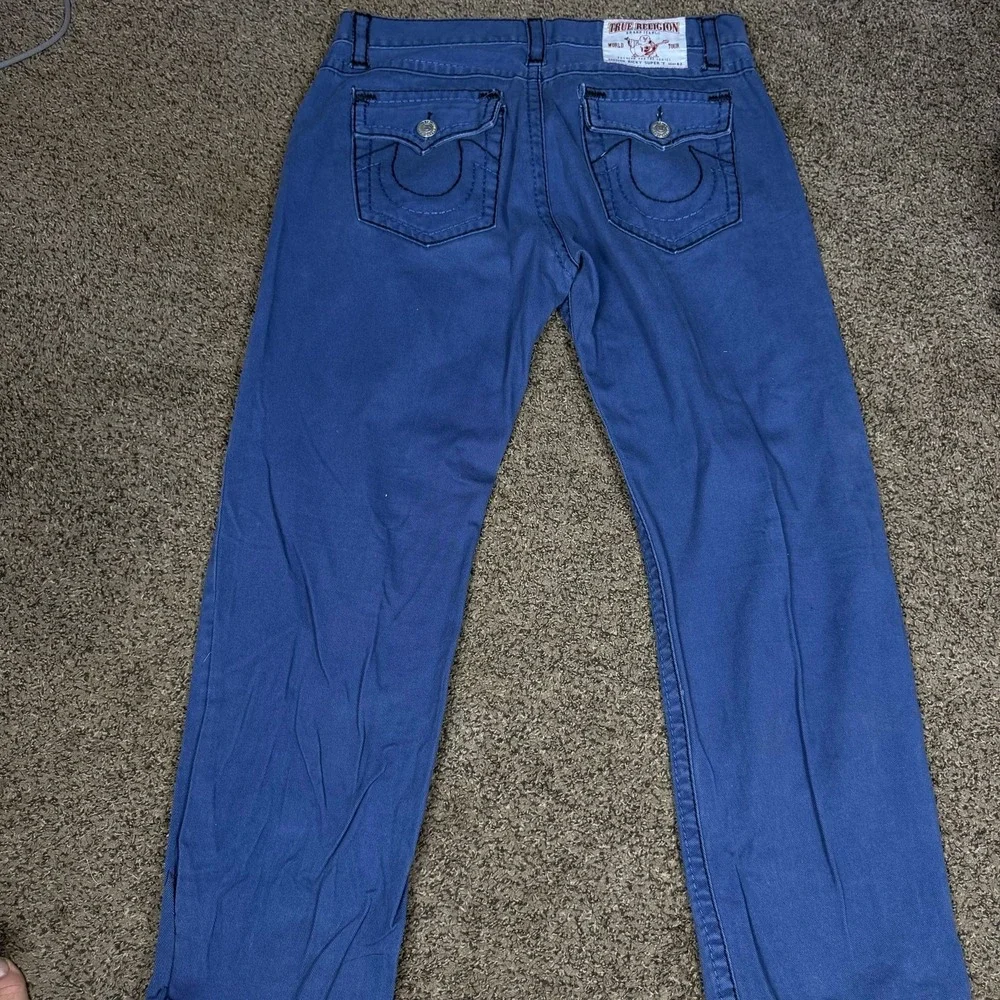 True Religion Blue Straight Leg‎ Jeans, Men's Size 32, Iconic Stitching